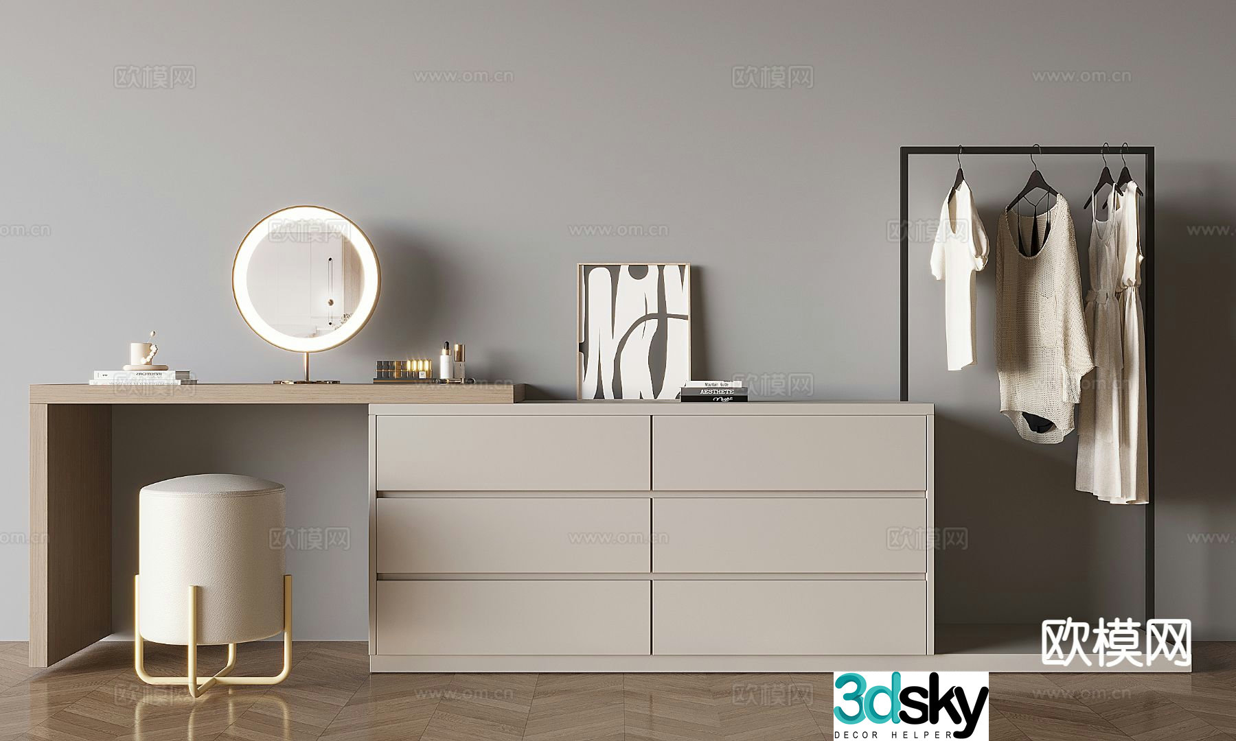 solid wood dressing table dressing table 3d model
