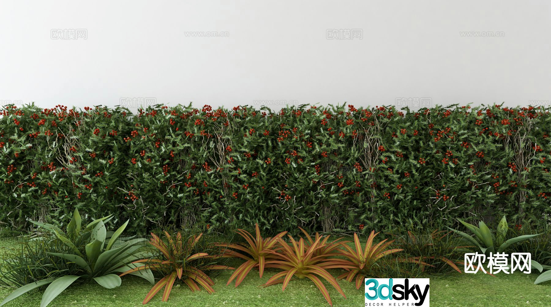 Modeling shrub hedge belt 3d model