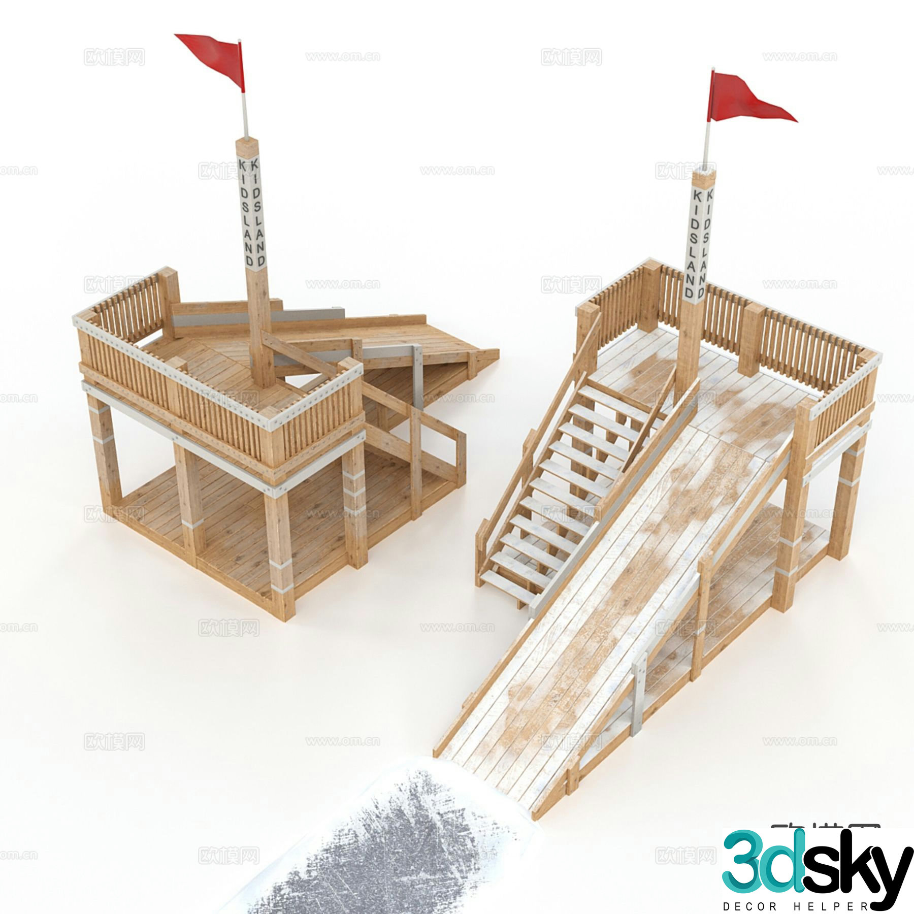 Log slide 3d model