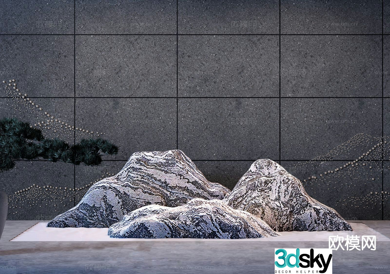 New Chinese rockery sketch stone 3D model