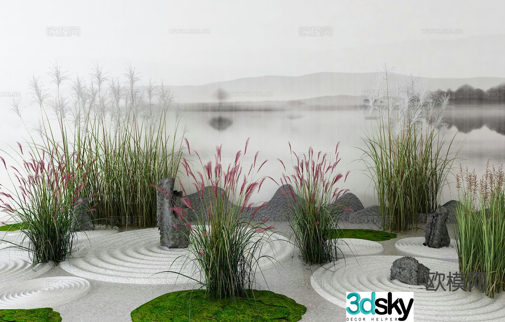 New Chinese style dry landscape landscape sketch 3D model