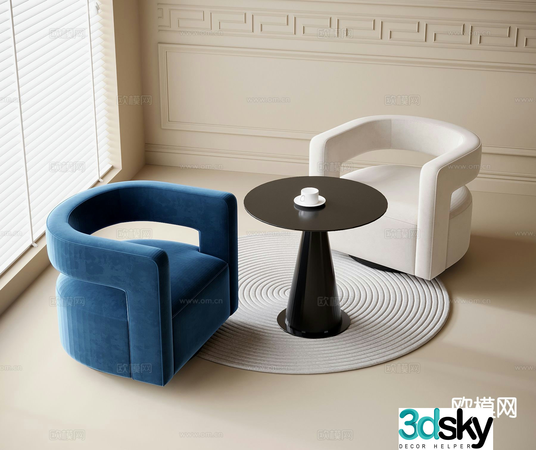 Modern leisure tables and chairs coffee table and chairs 3d model