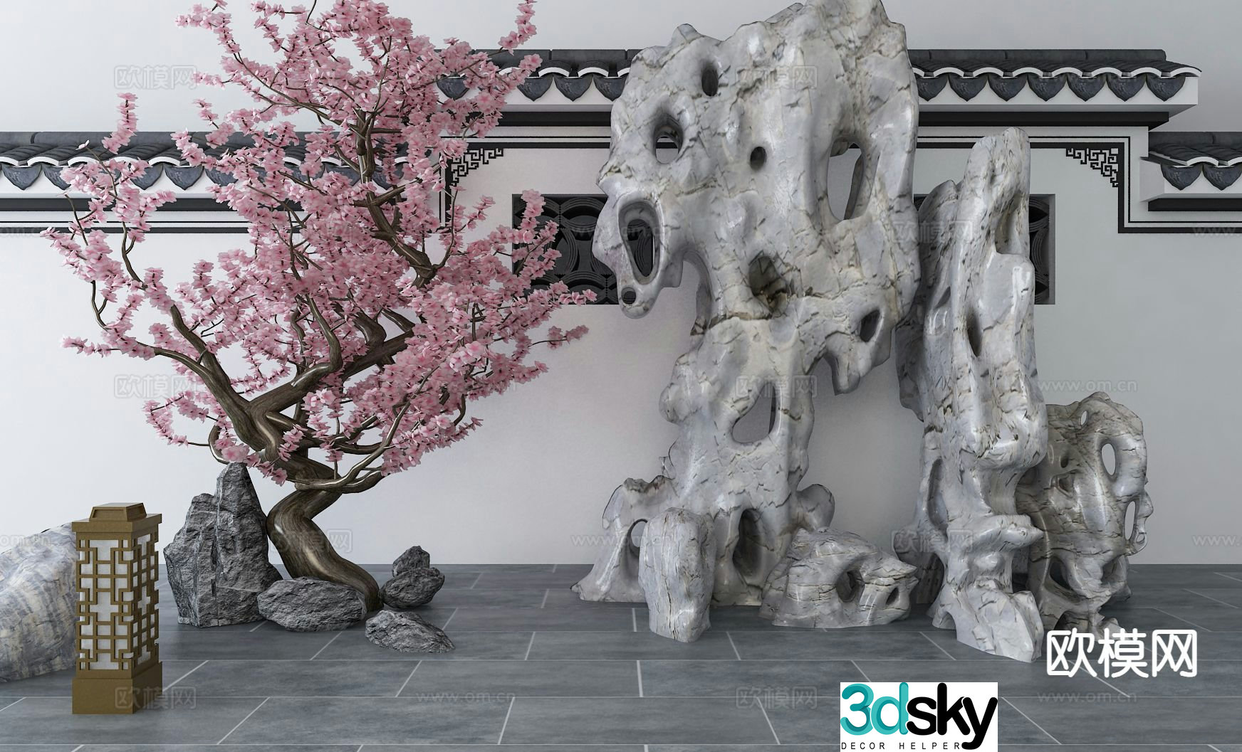 New Chinese style landscape sketch rockery rockery 3D model