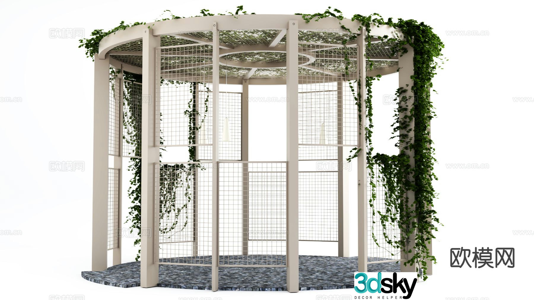 Modern gallery frame round flower frame gallery pavilion 3D model