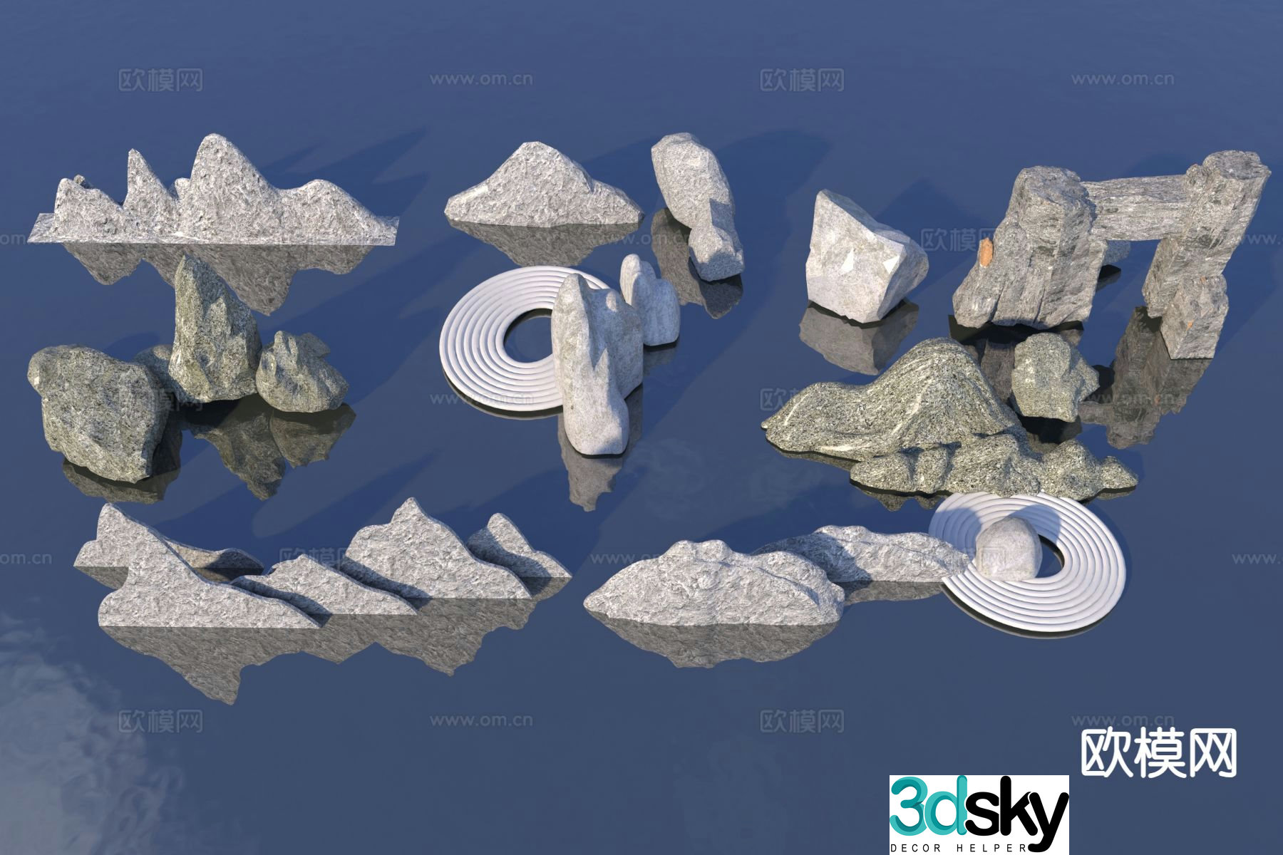 Modern stone snow wave stone 3d model