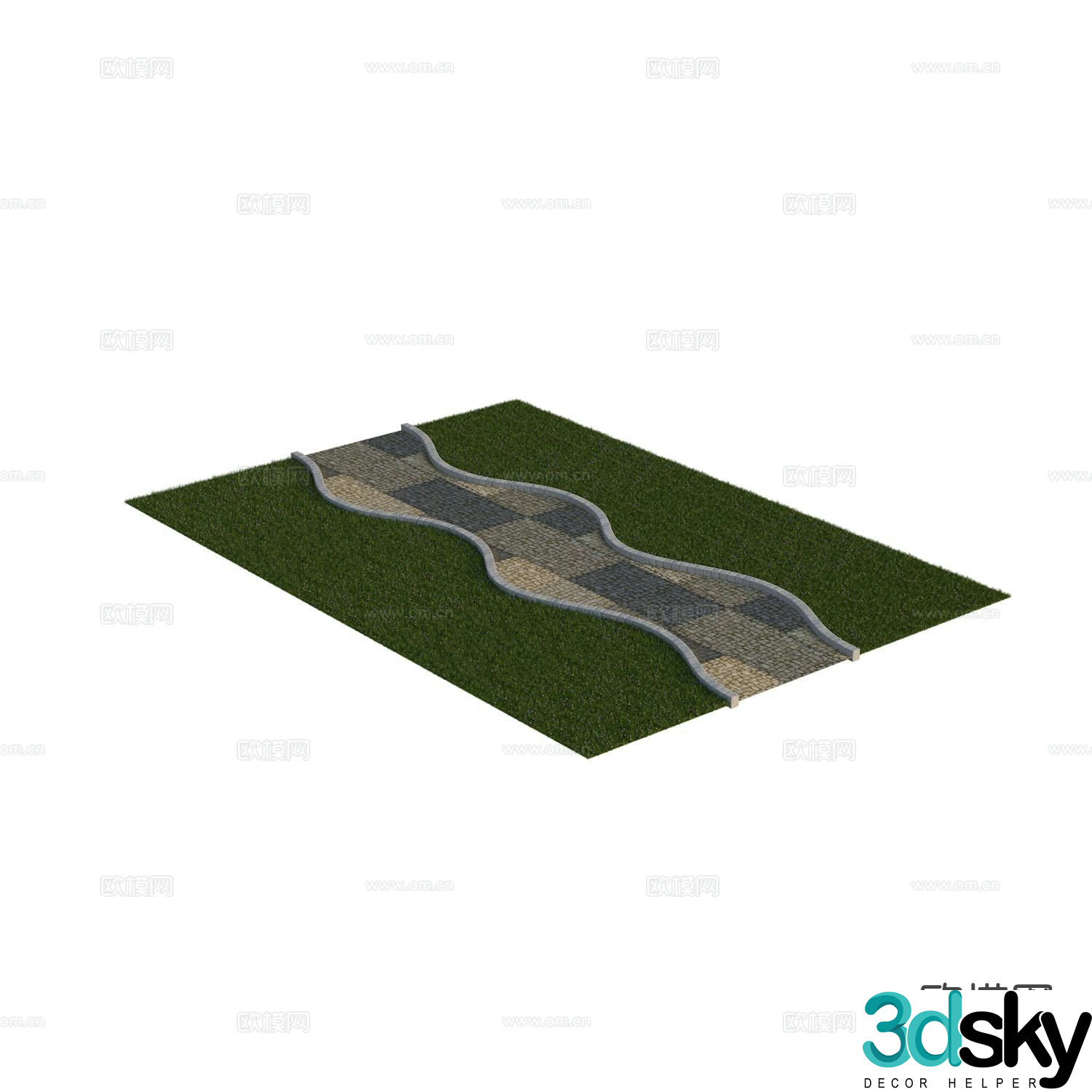 road module lawn grass park 3d model