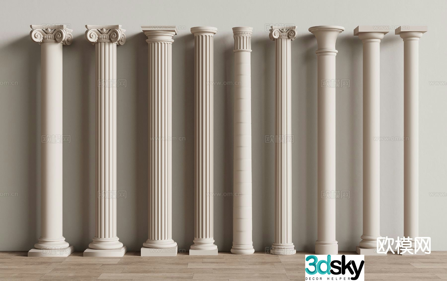 French gypsum column Roman column Cylindrical 3D model