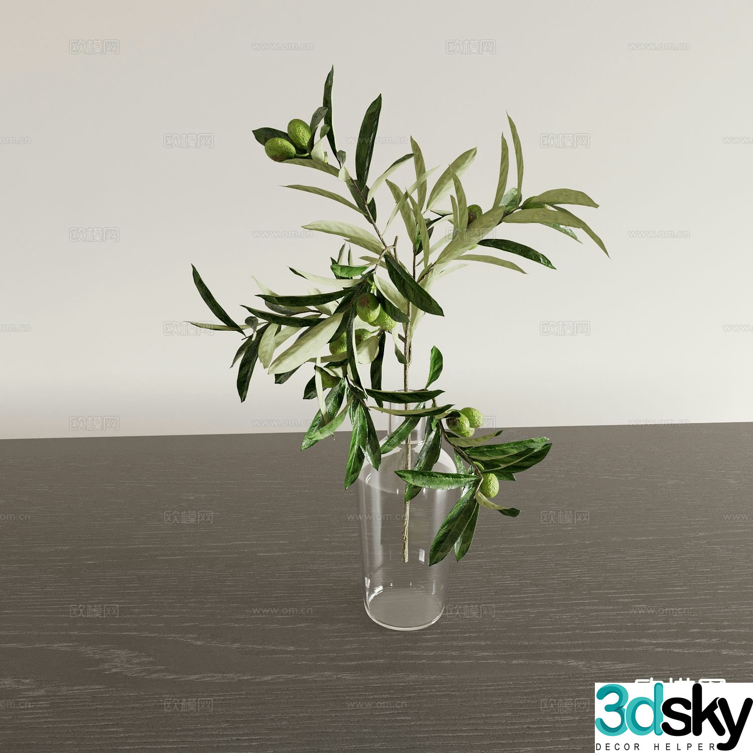 Hydroponic green plants vase aquatic plants 3d model