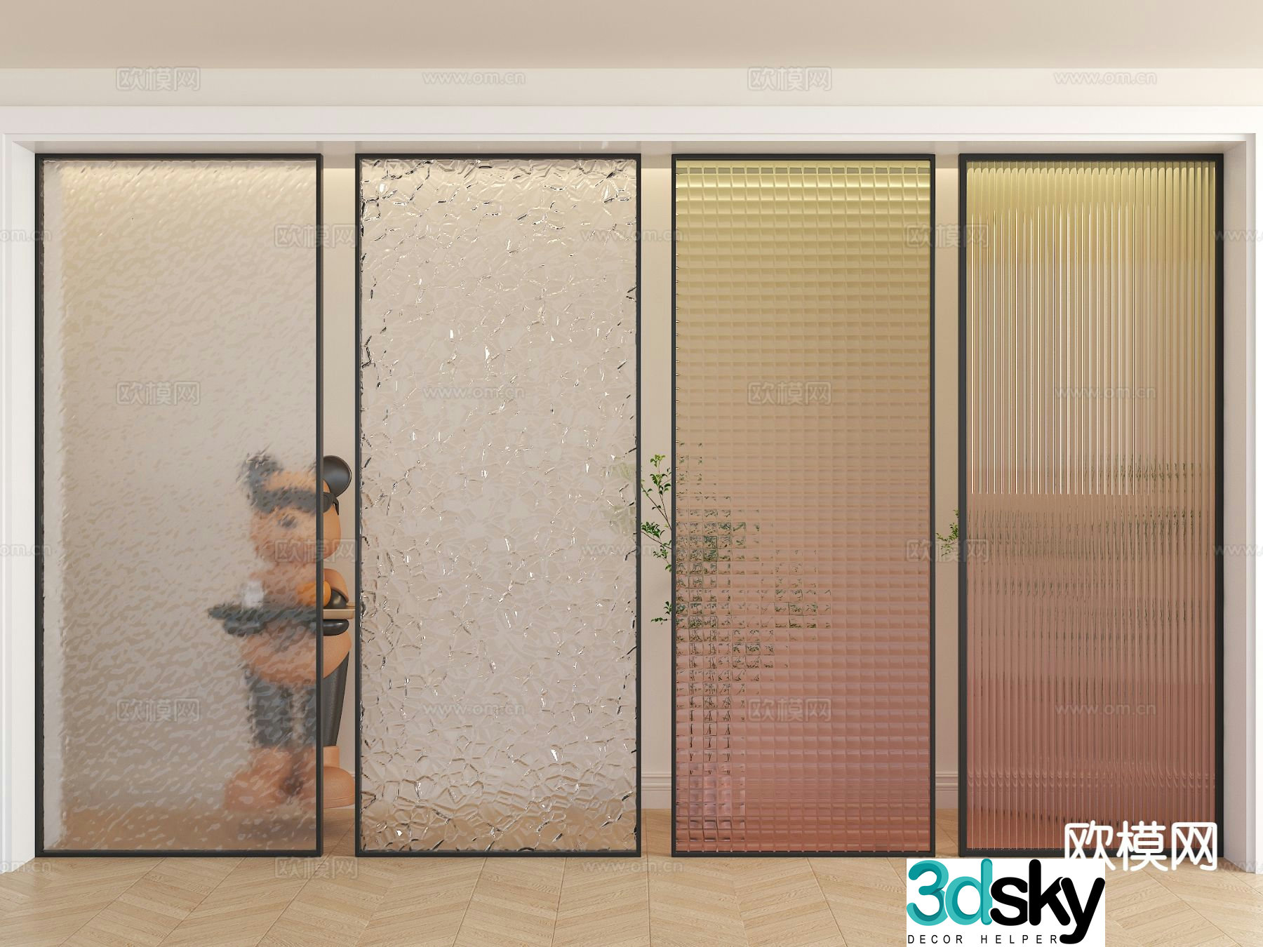 Modern glass partition Changhong glass partition 3D model