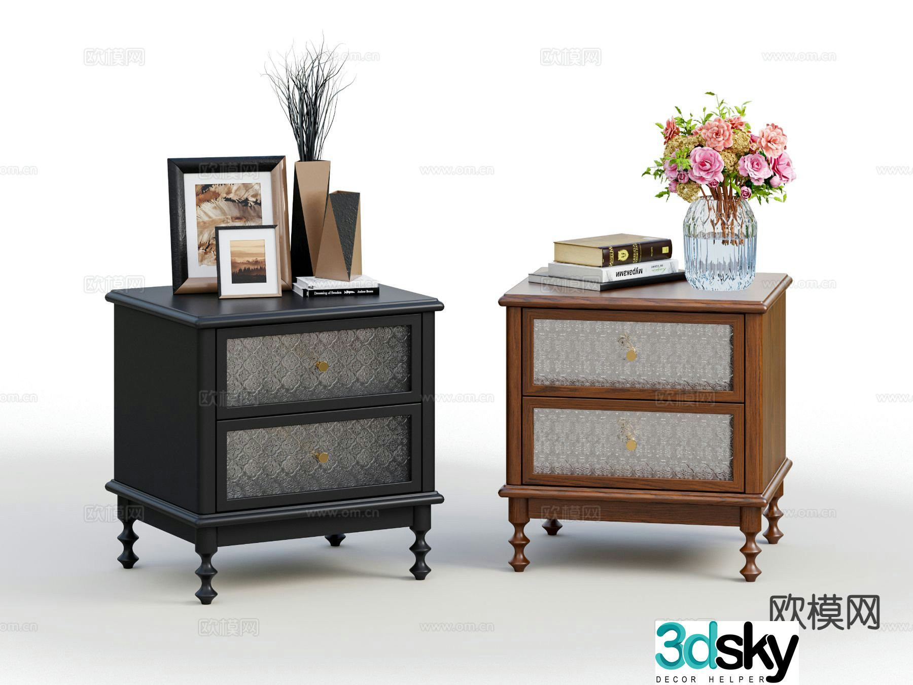 American bedside table 3d model