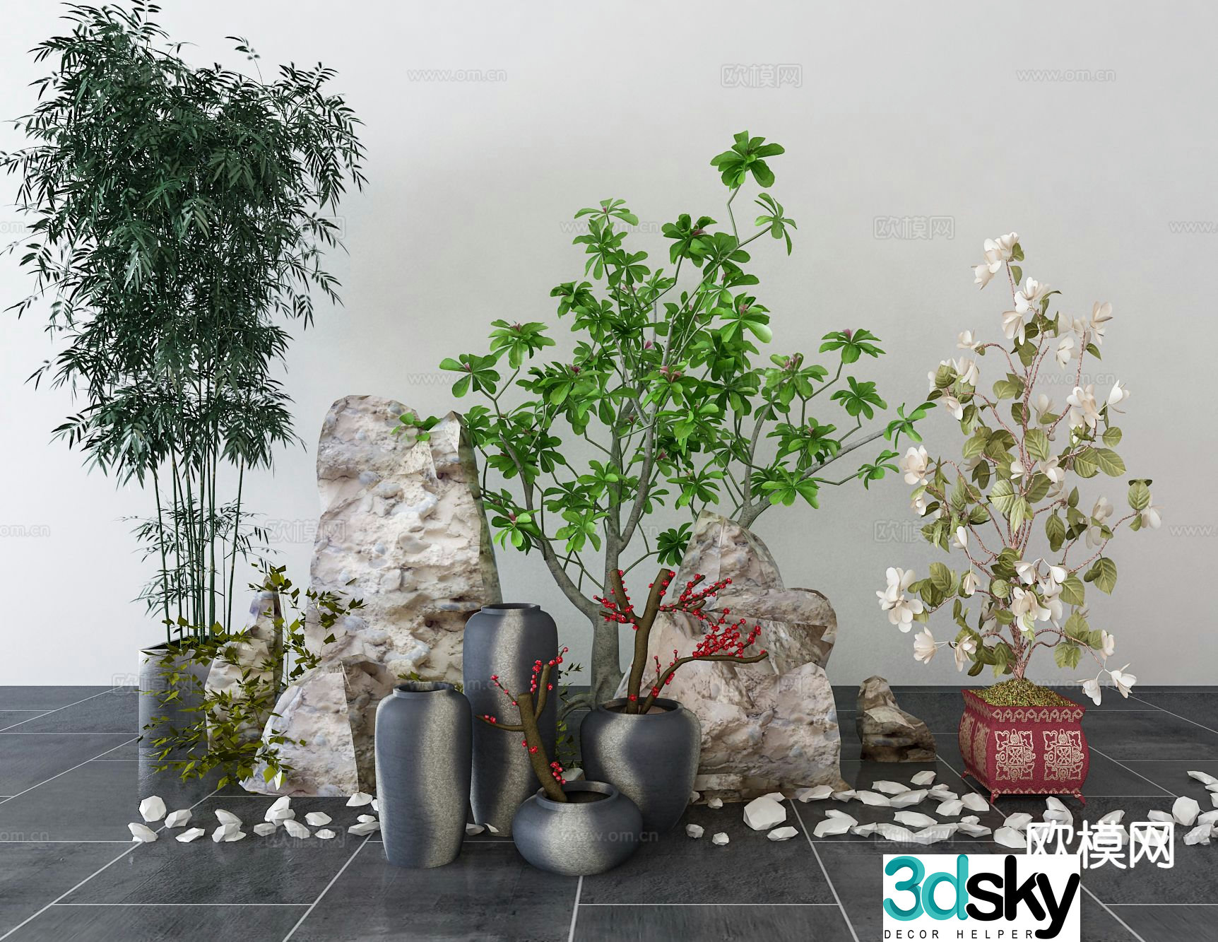 Modern landscape sketch folk sketch 3D model
