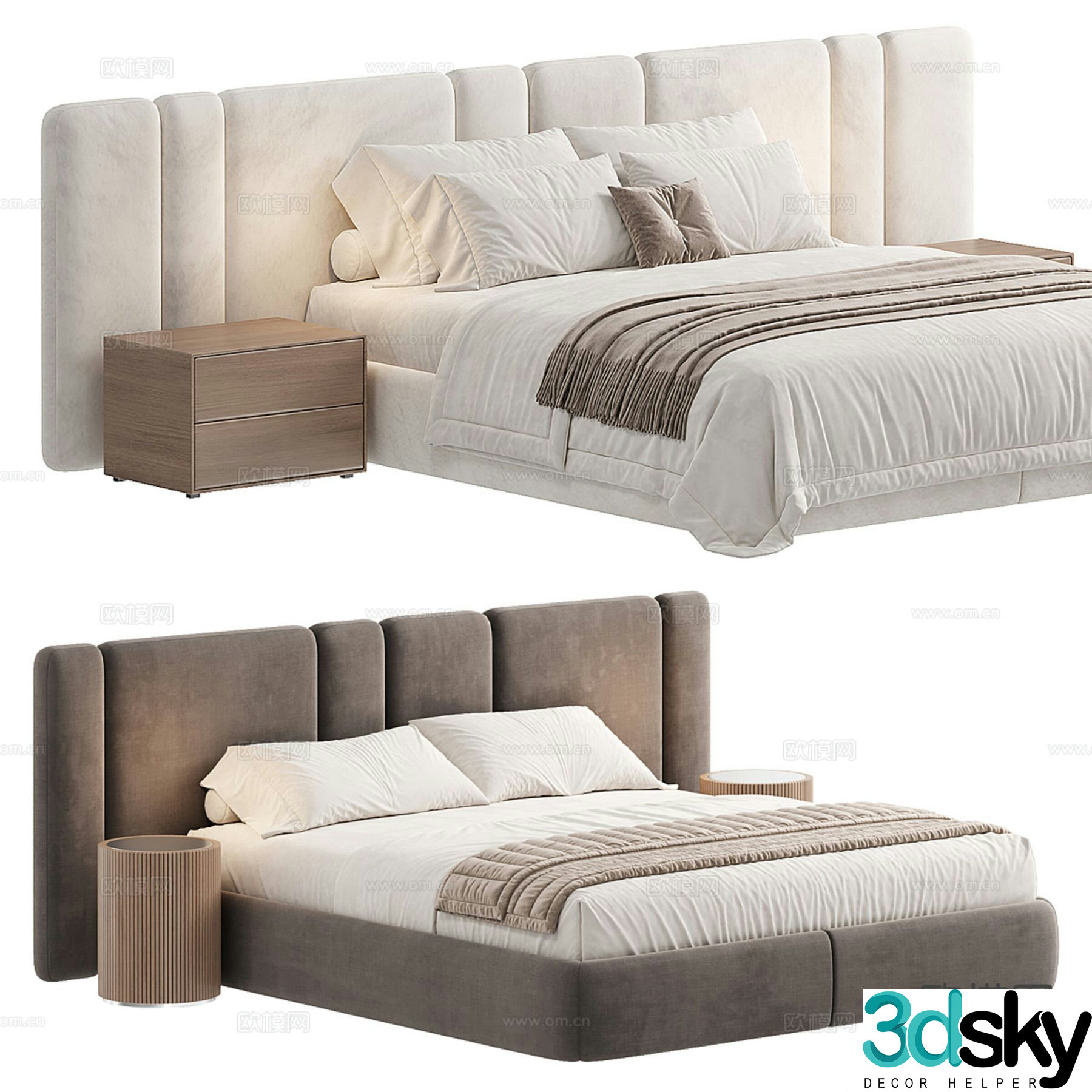 Modern double bed 3d model