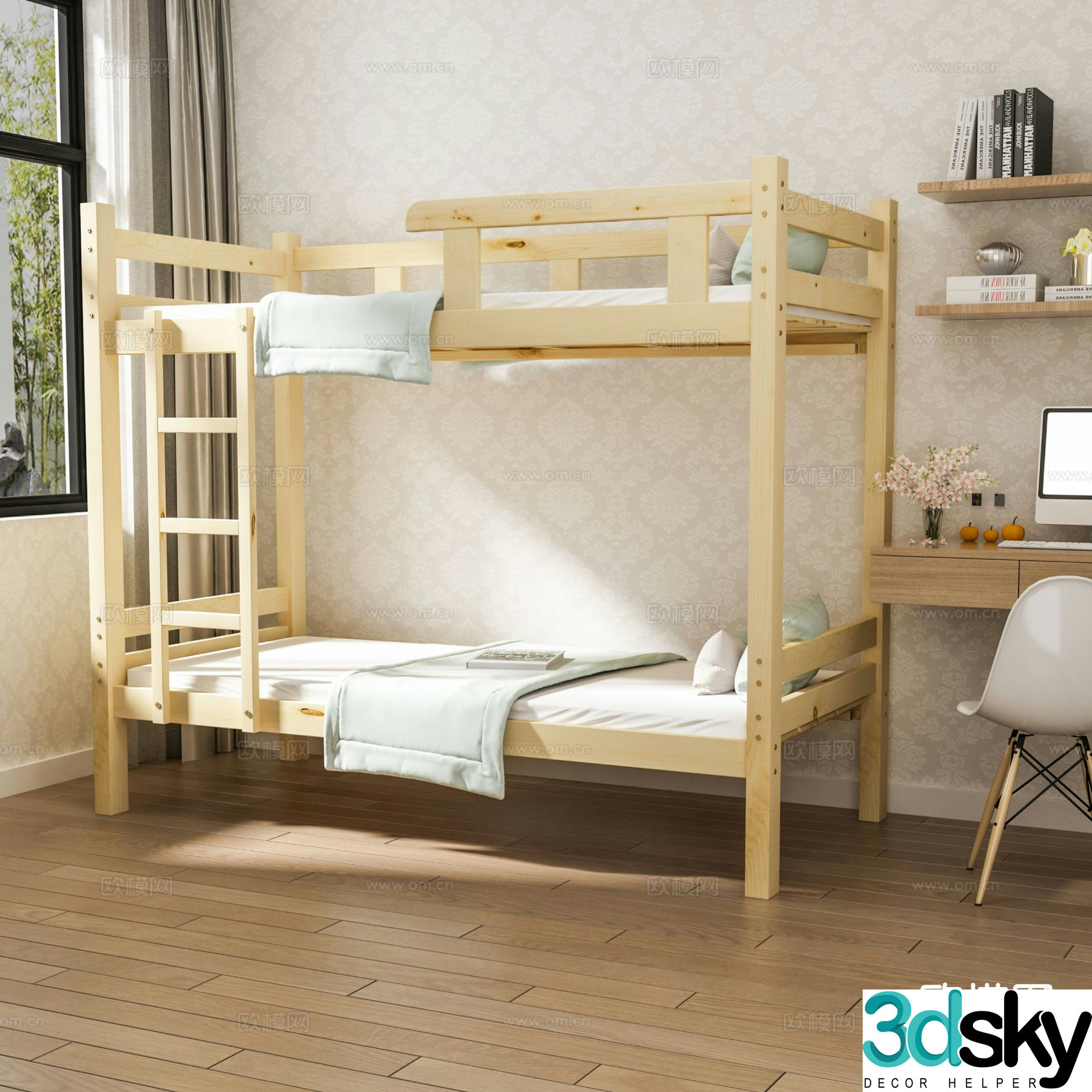 Modern bunk bed 3d model