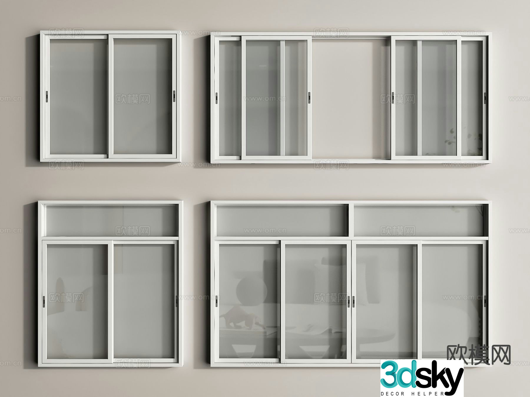 Window sliding window sliding door glass window 3d model