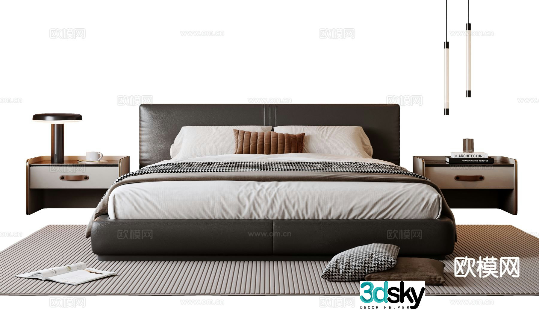 Modern double bed 3d model