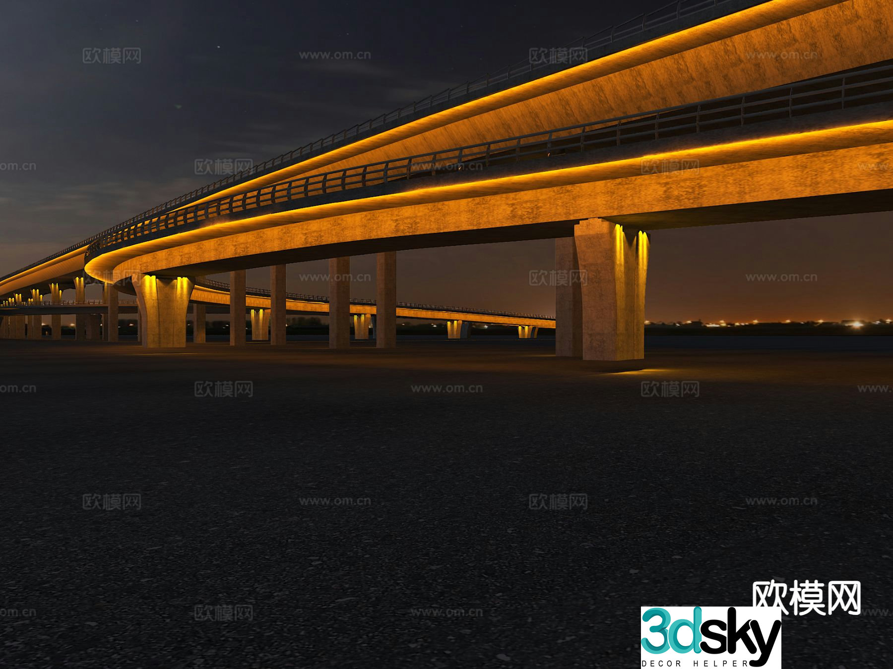 Binhe West Road viaduct landscape 3D model