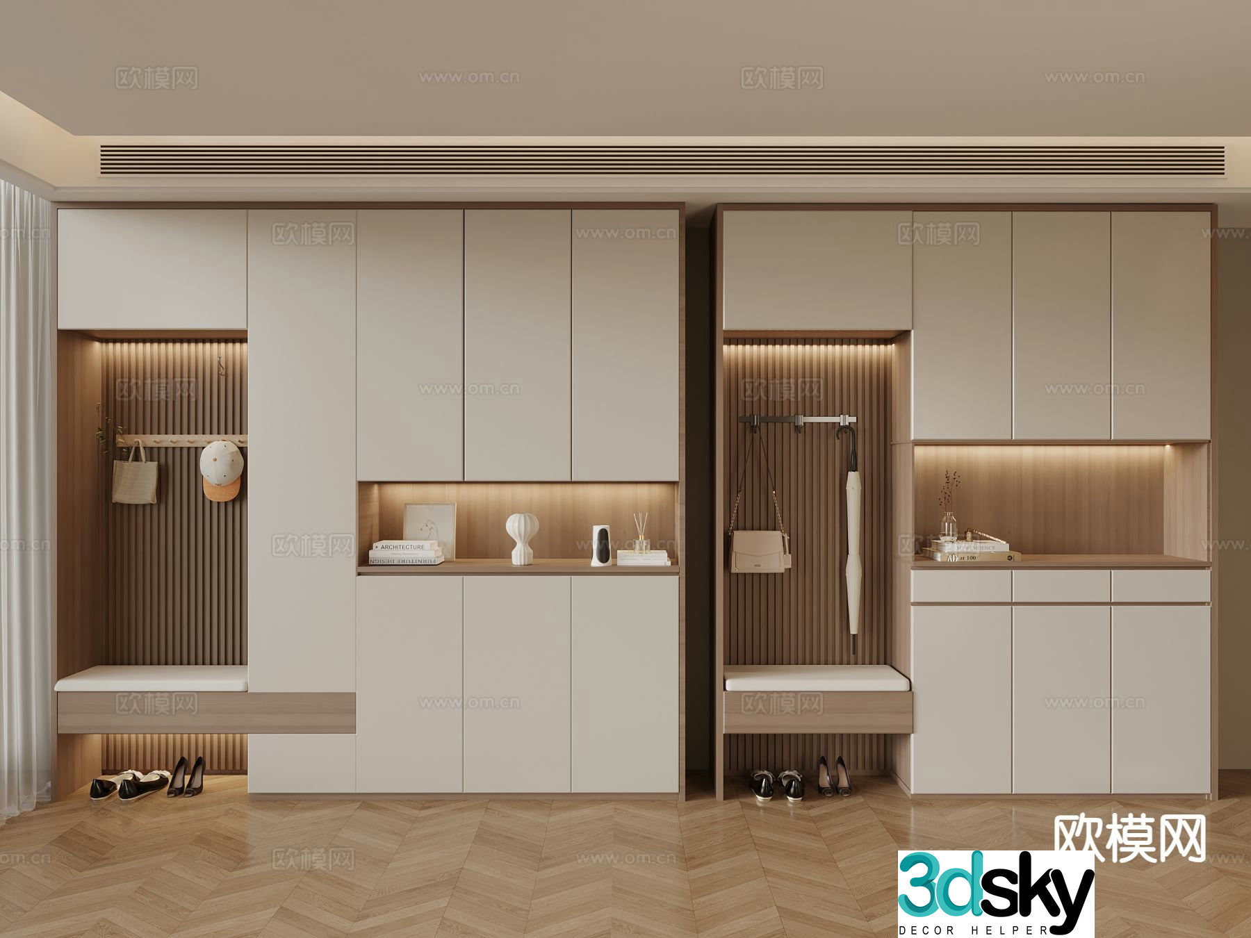 Modern entrance shoe cabinet 3d model