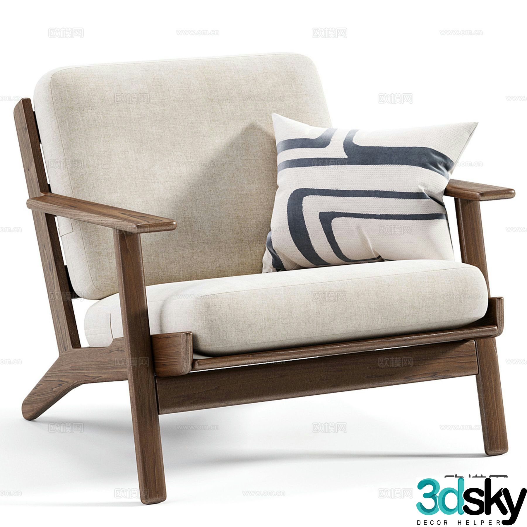 wabi-sabi chair armchair leisure chair 3d model