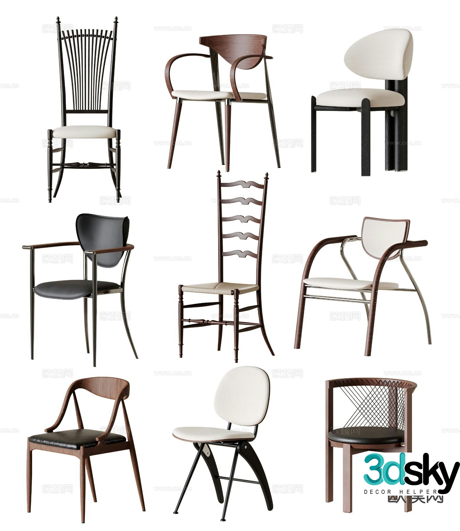 Medieval style chair dining chair 3d model