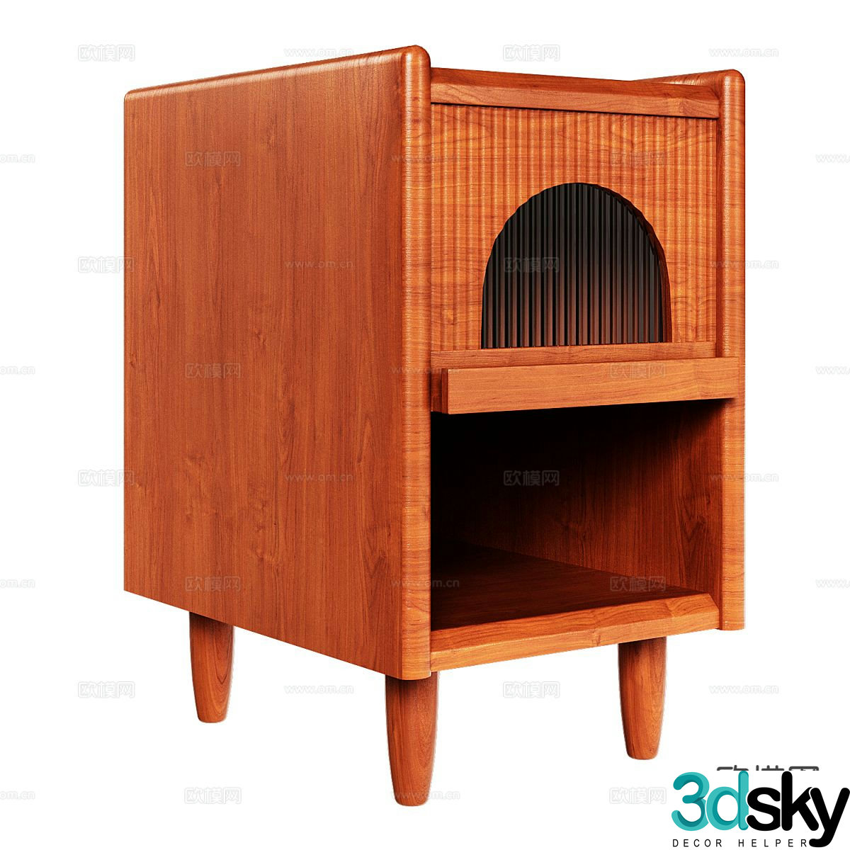 Log style bedside table 3d model