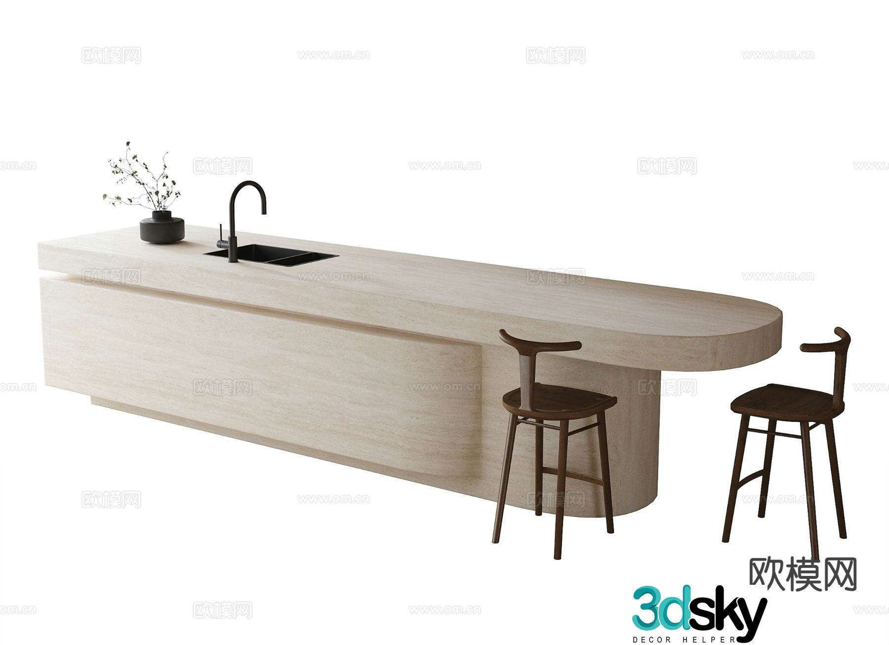 Modern water bar bar counter bar chair 3d model