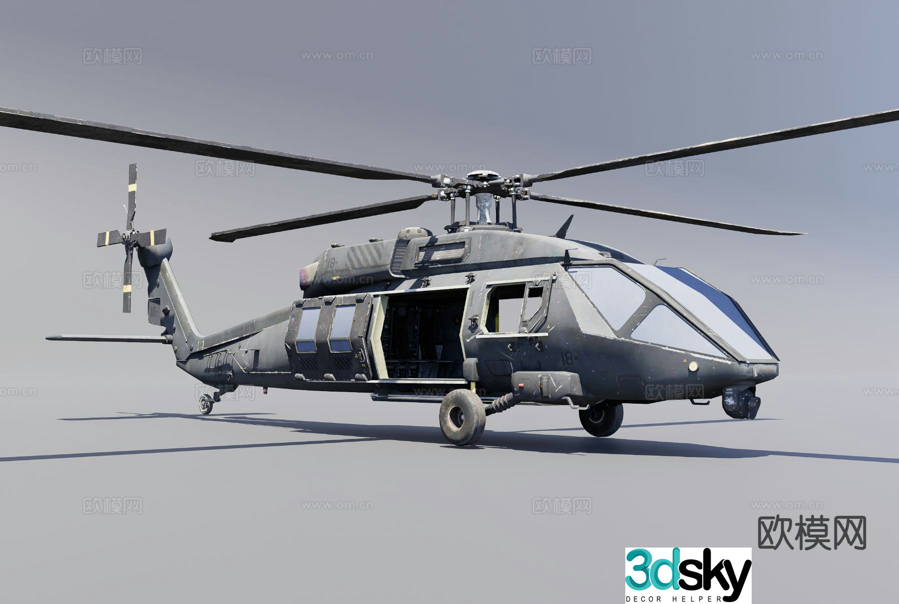 military helicopter 3d model