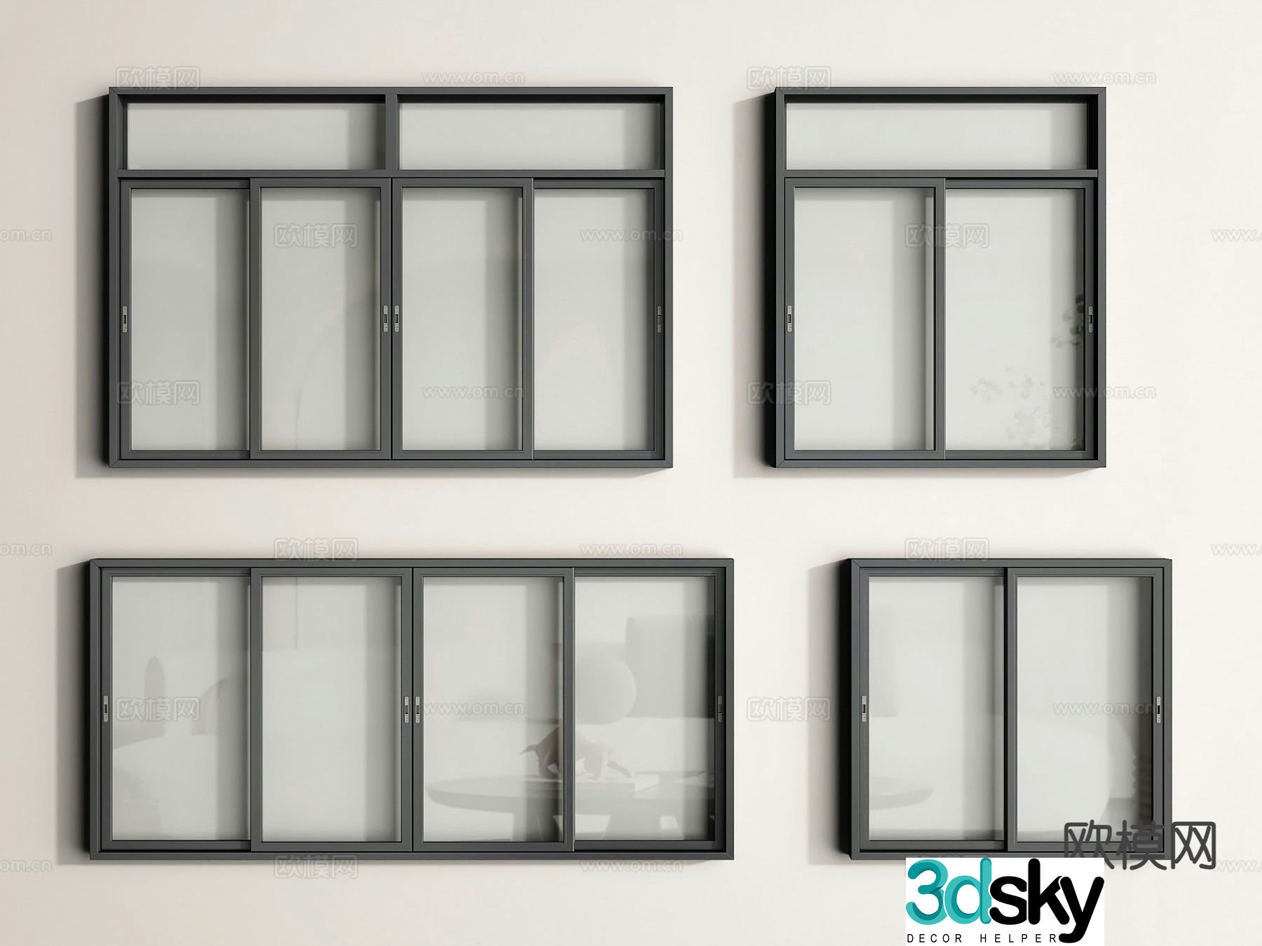 Window sliding window sliding door glass window 3d model