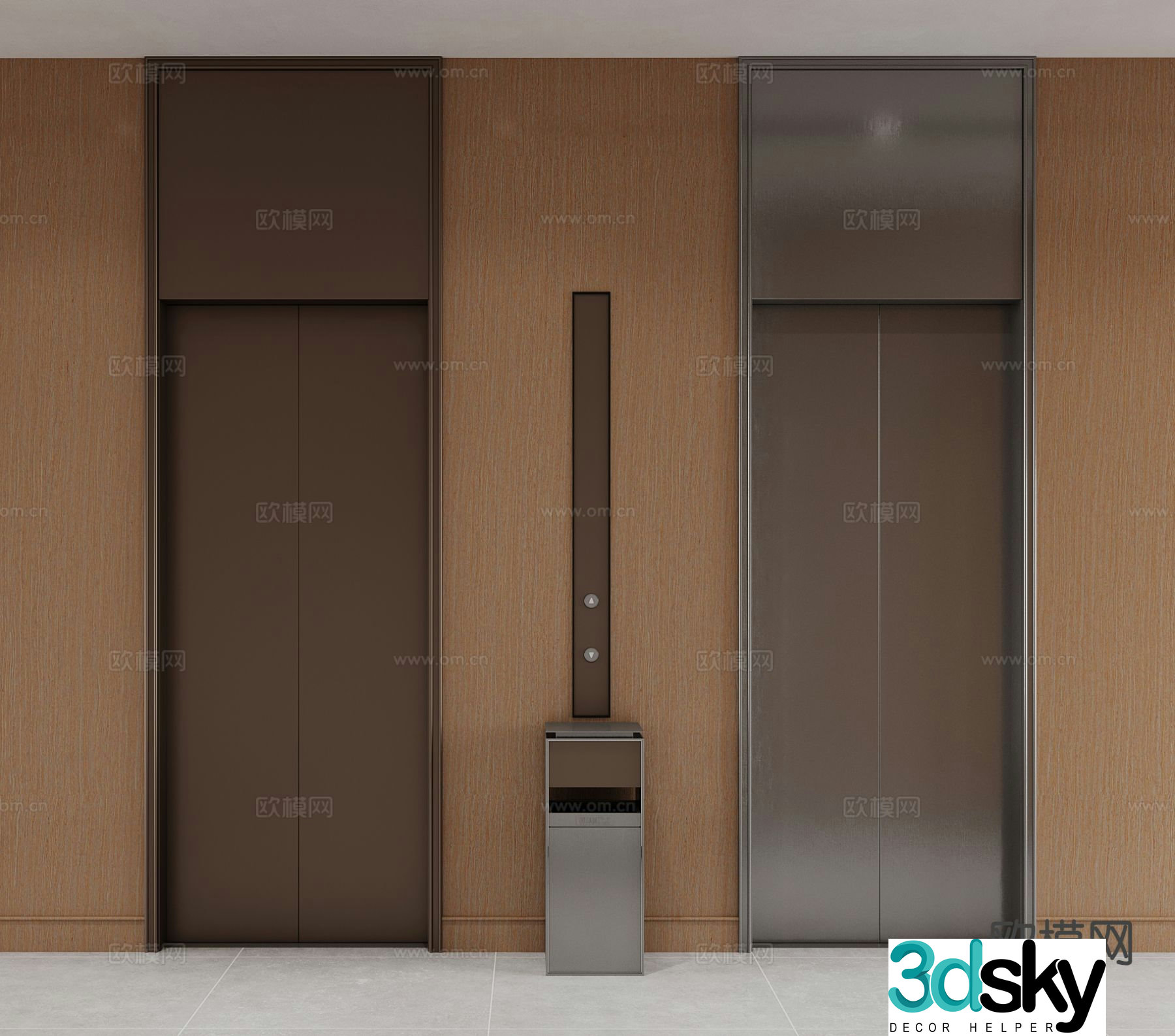 Modern elevator hall elevator door 3d model