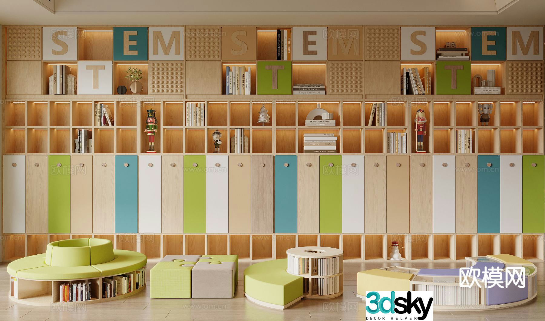 Modern children’s bookcase 3d model