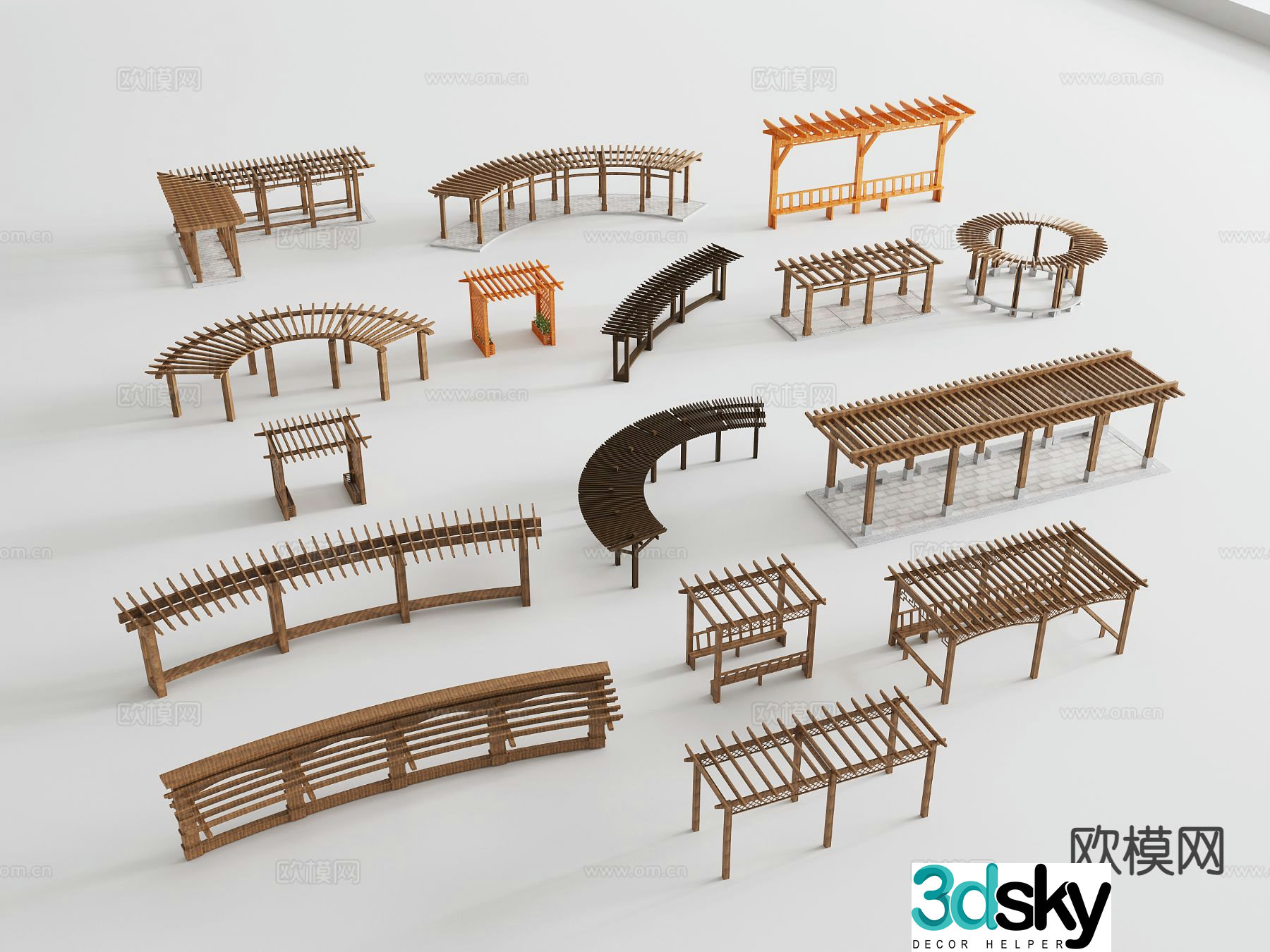 Flower rack curved gallery rack vine rack grape rack 3D model