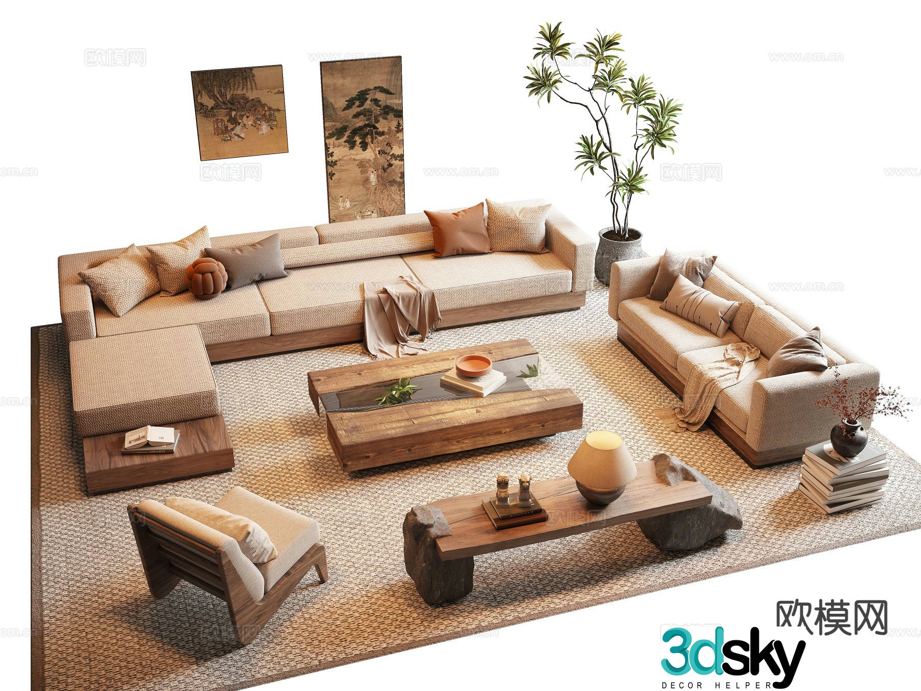 Wabi Sabi modular sofa 3d model