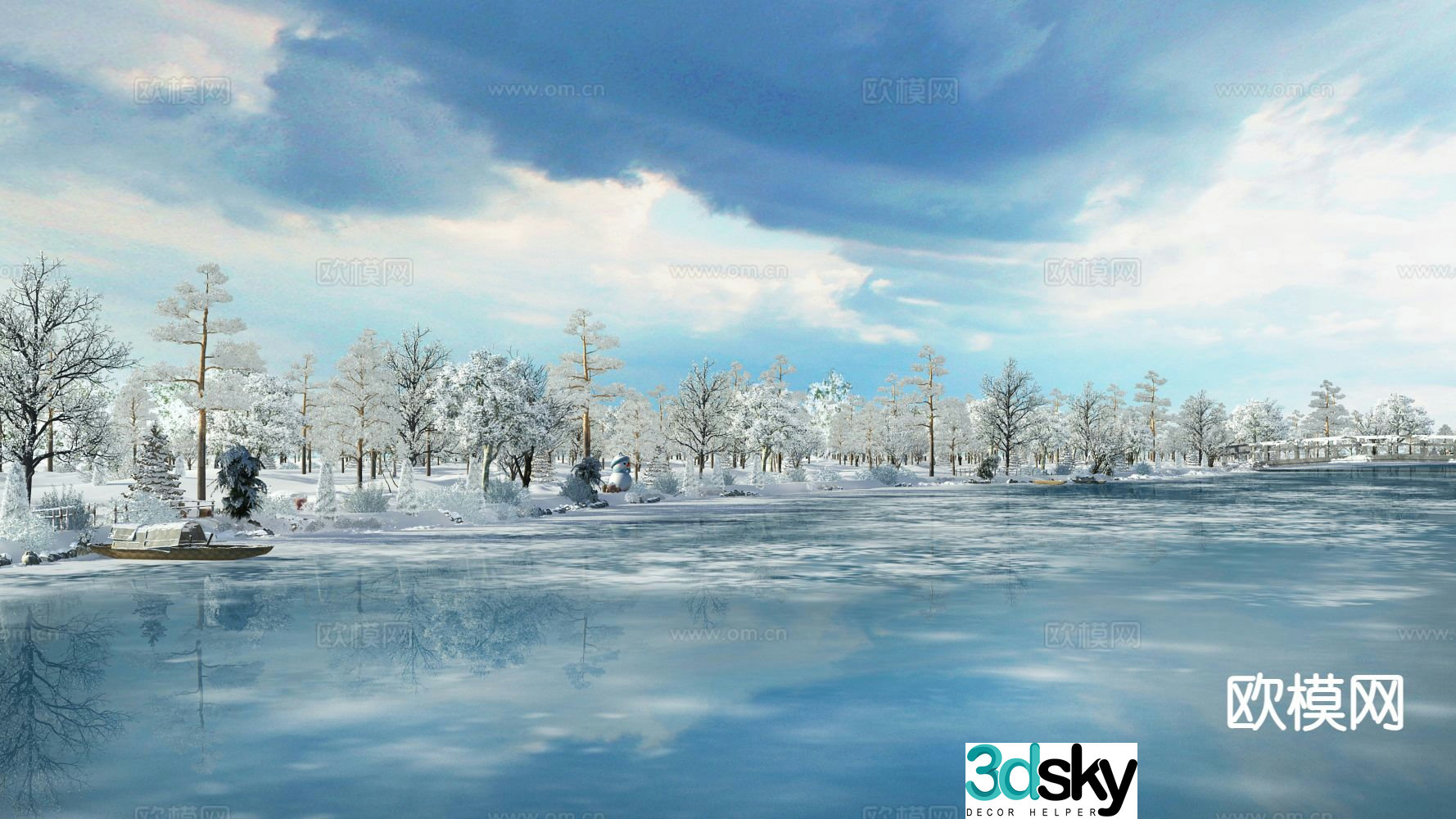 Snow Forest Landscape 3d model