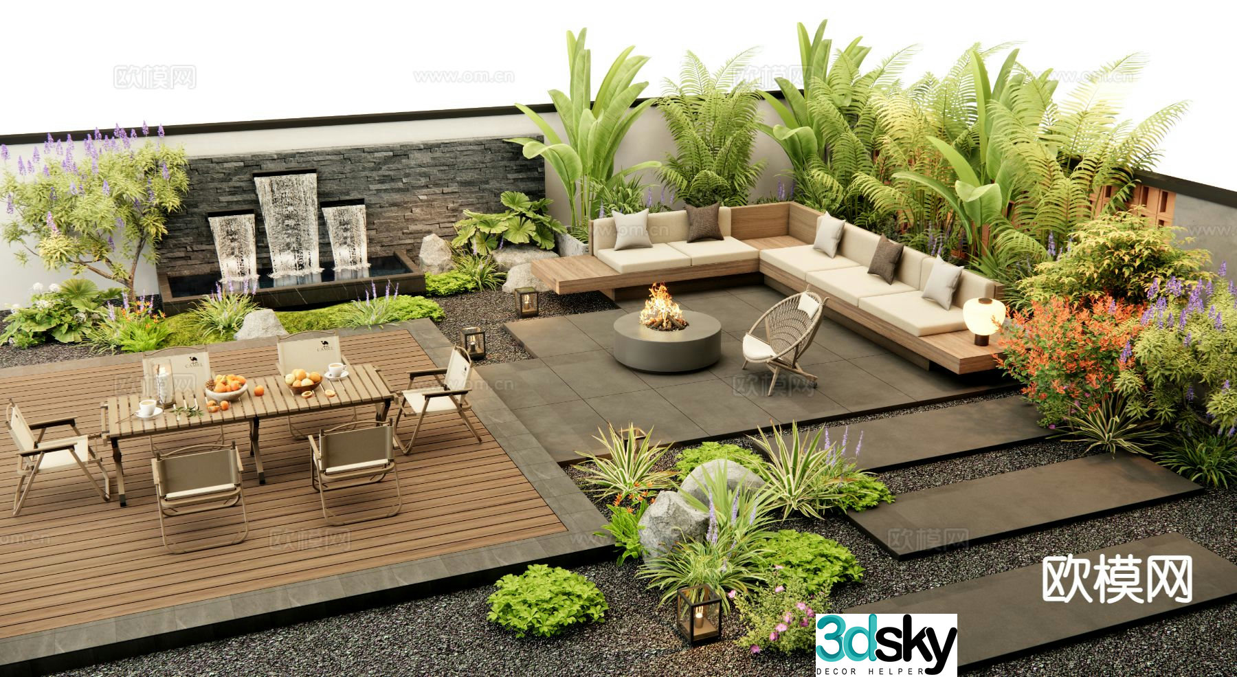 Modern outdoor sofa courtyard booth sofa 3d model