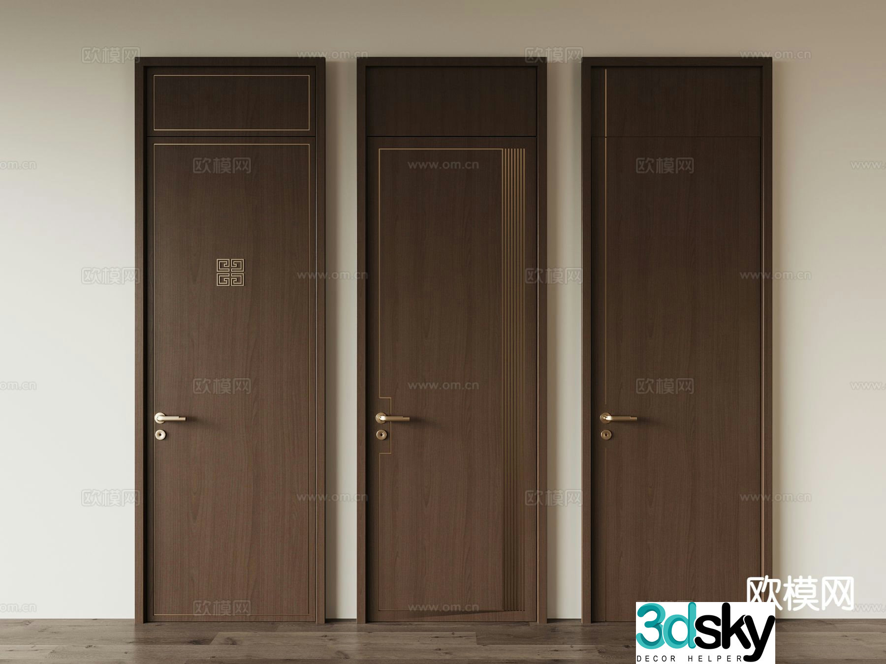 Chinese door ceiling door interior door single-open door 3D model