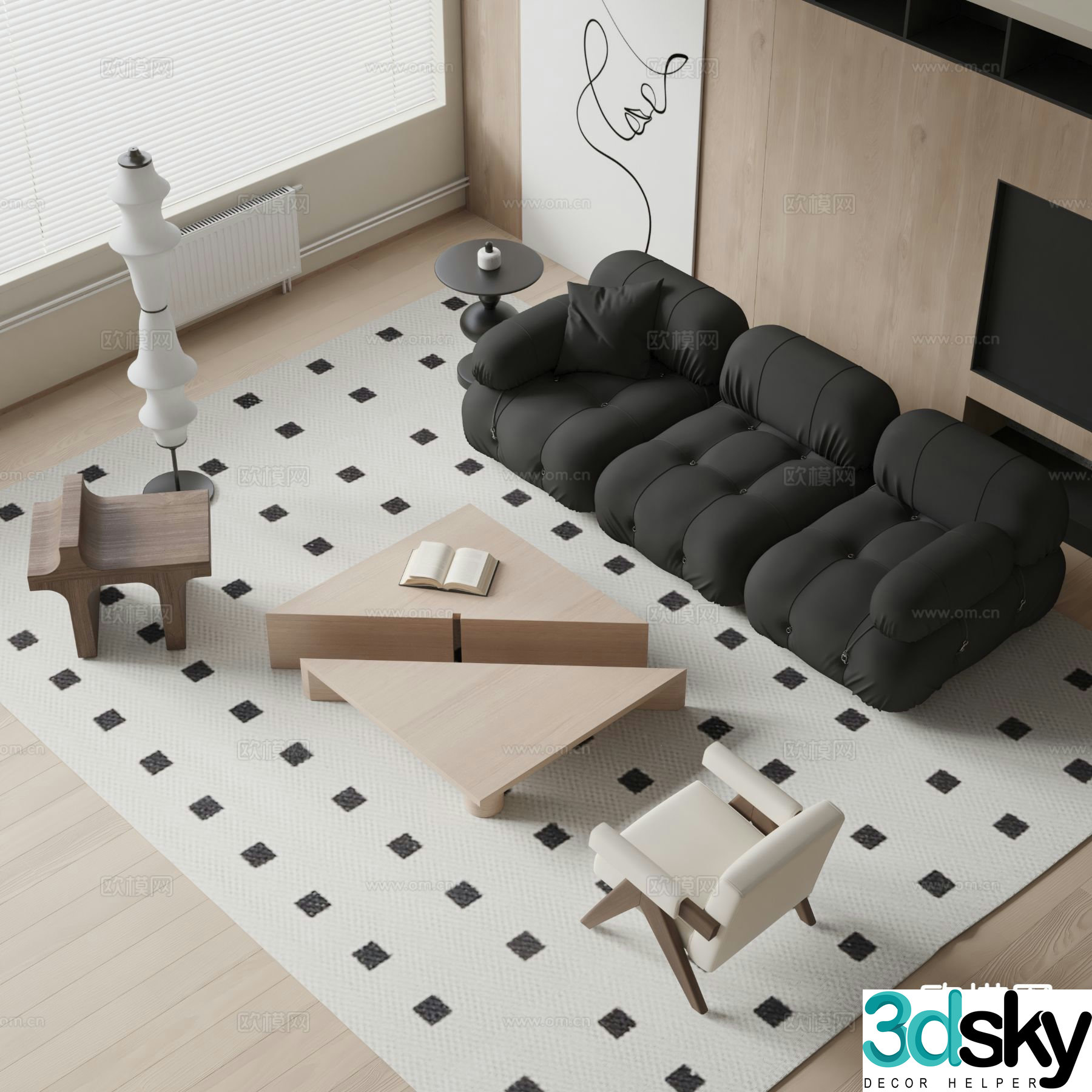 Modern sectional sofa 3d model