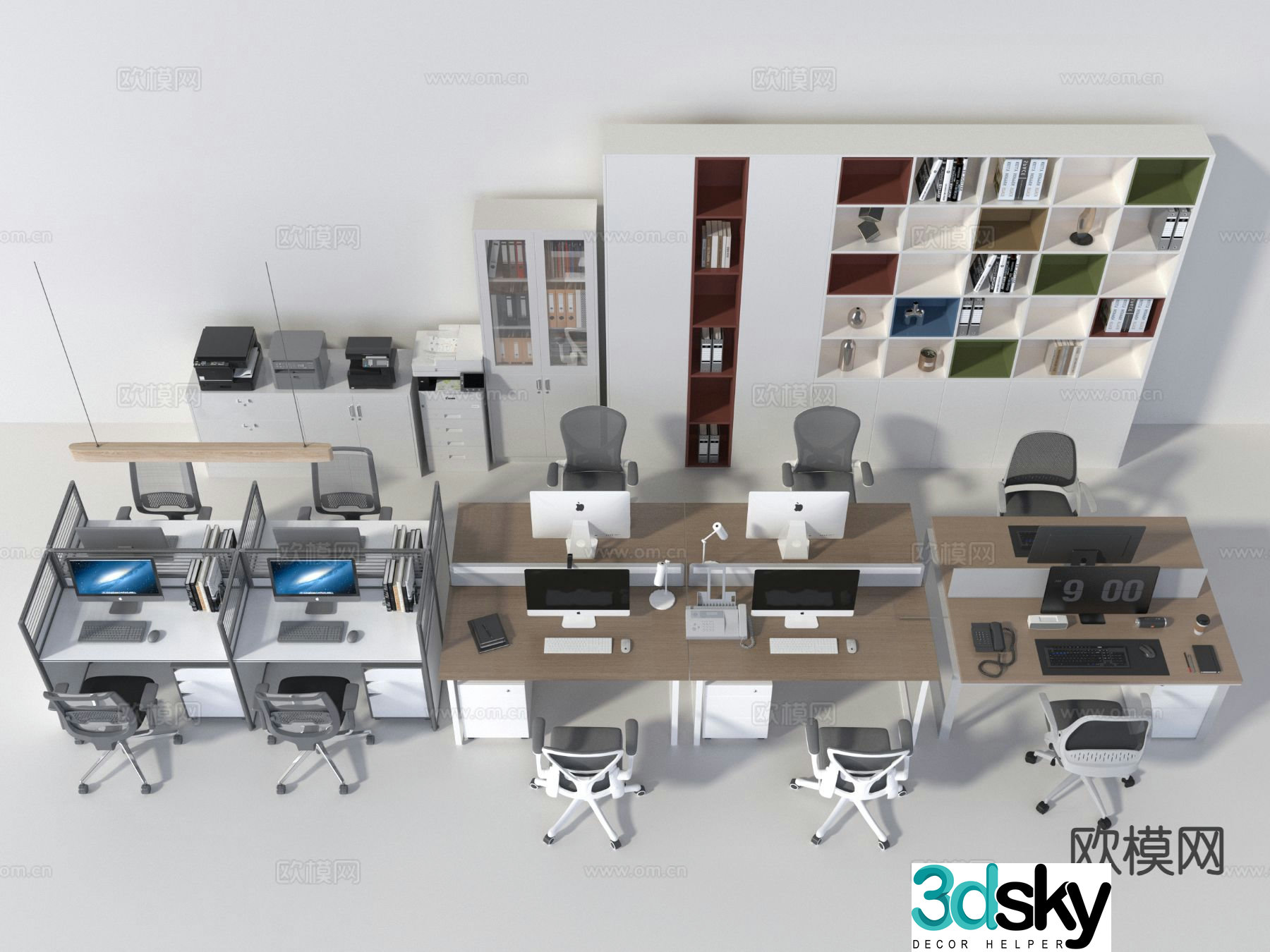card desk office desk staff desk 3d model