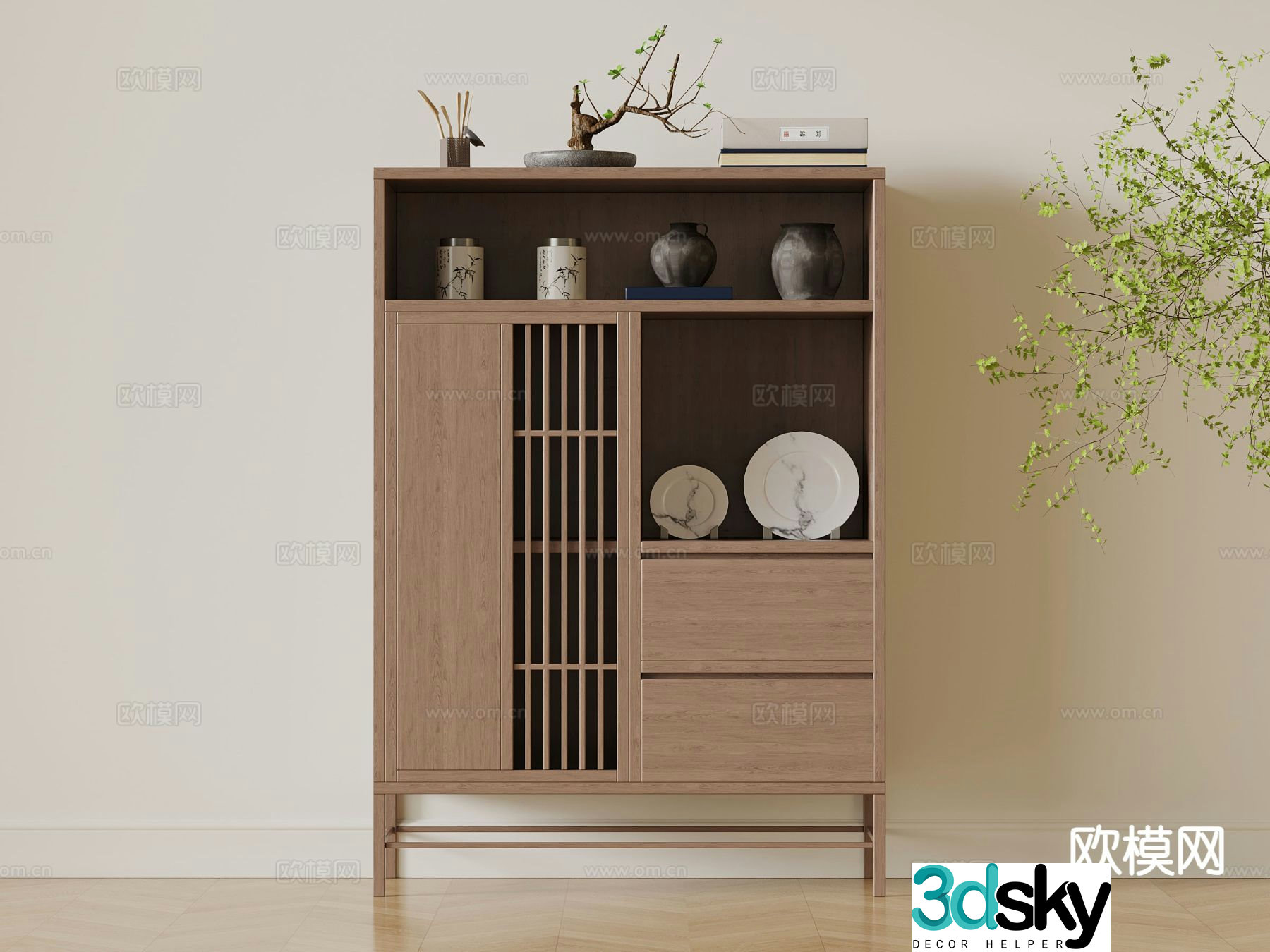 Middle-aged tea cabinet 3D model
