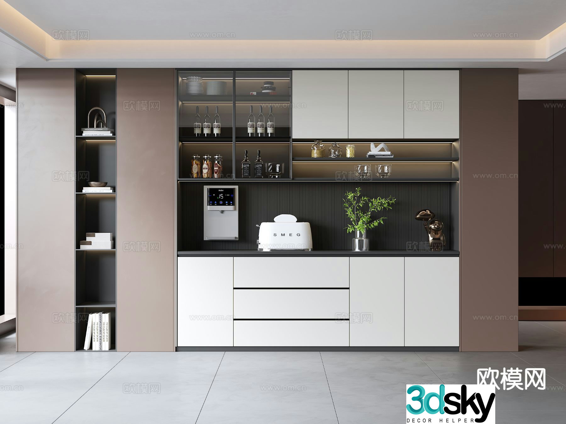 Italian wine cabinet sideboard 3D model