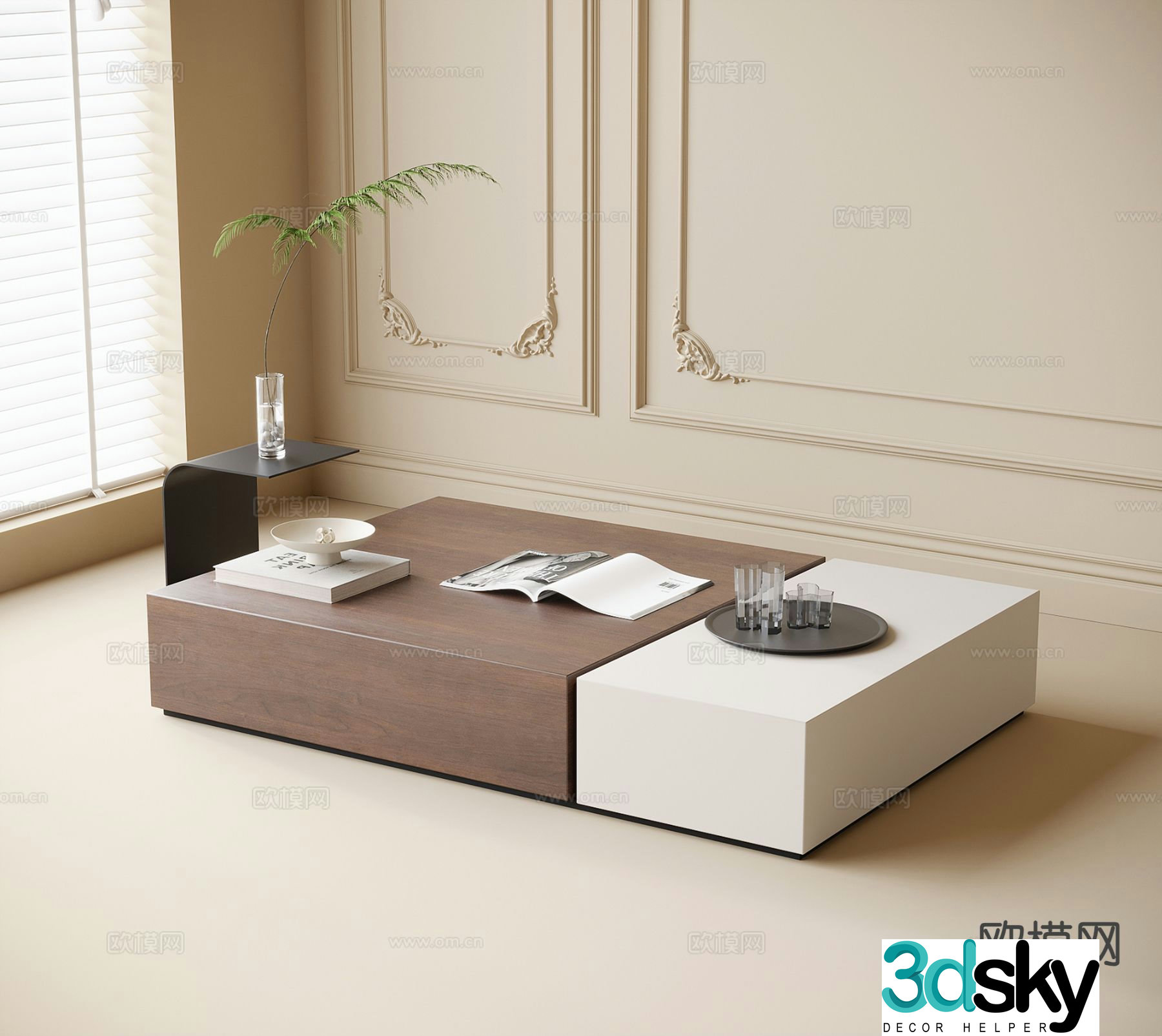 Modern coffee table Square coffee table 3D model