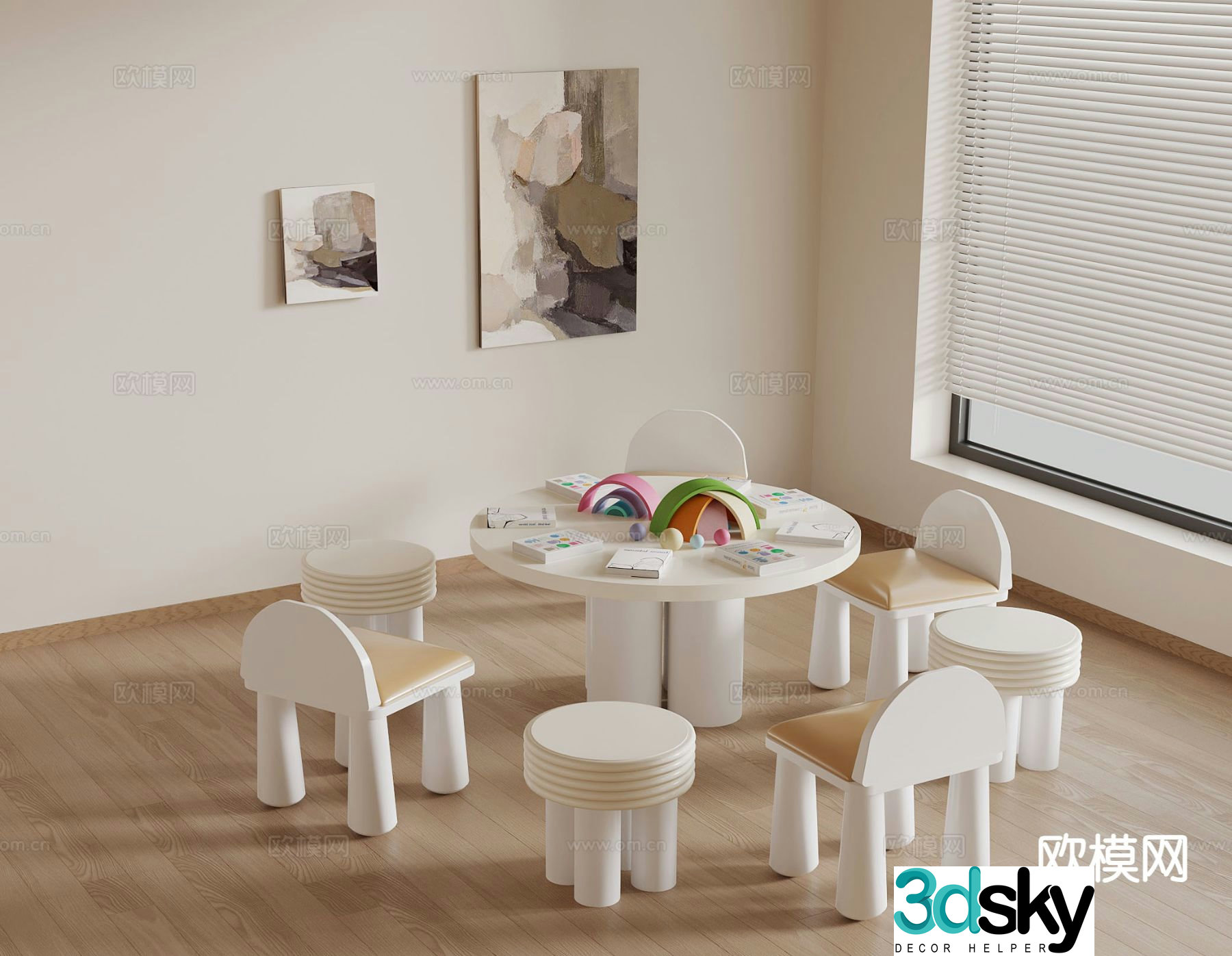Modern children’s tables and chairs children’s toys 3d model