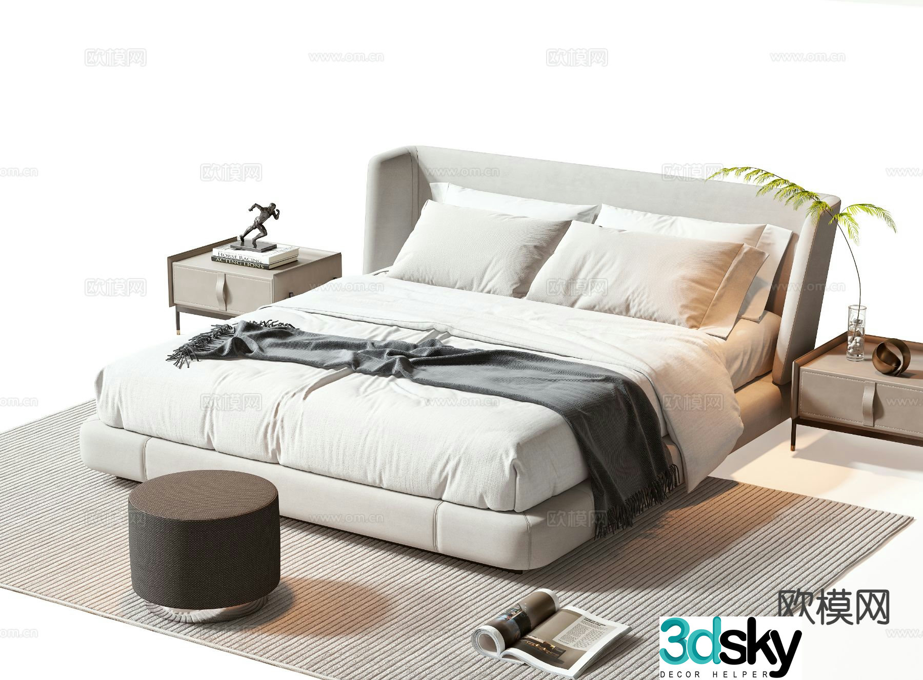 Modern double bed 3d model