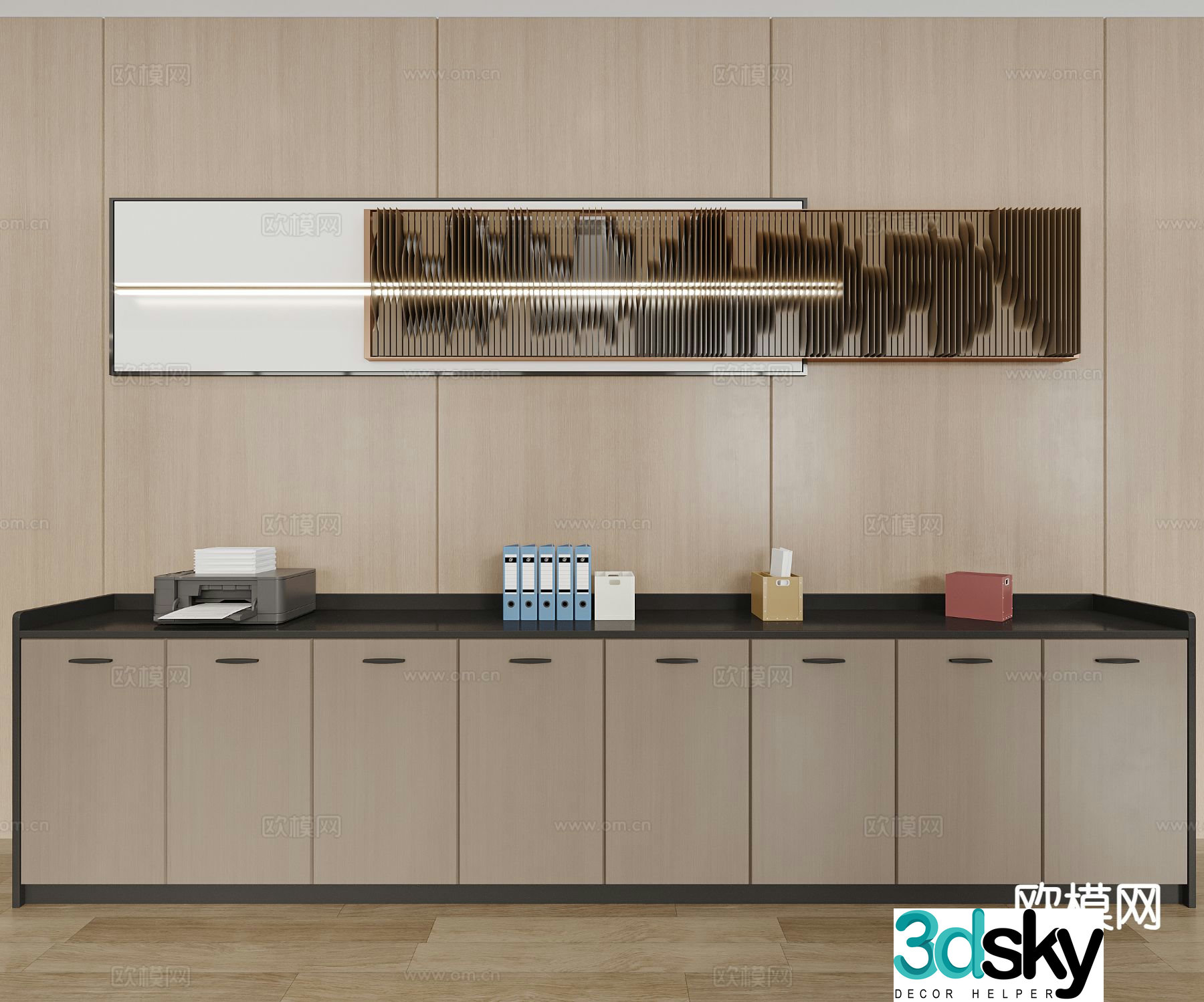 Office low cabinet file cabinet 3d model