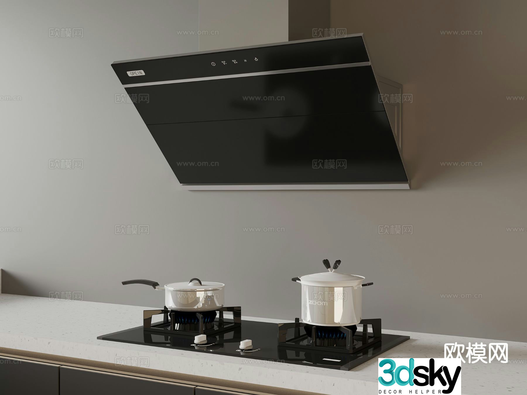 Modern range hood stove stove 3d model