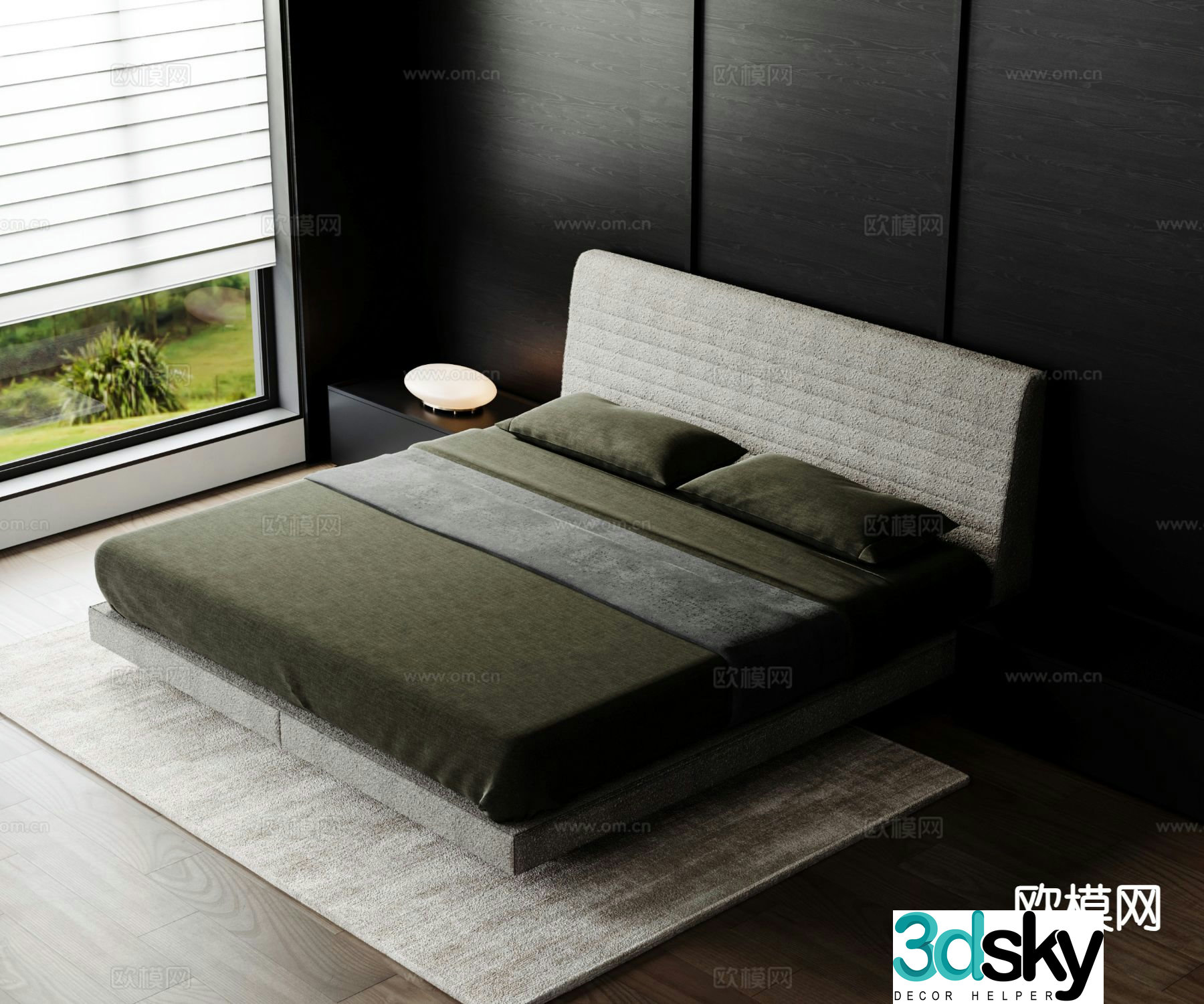 Modern double bed 3d model