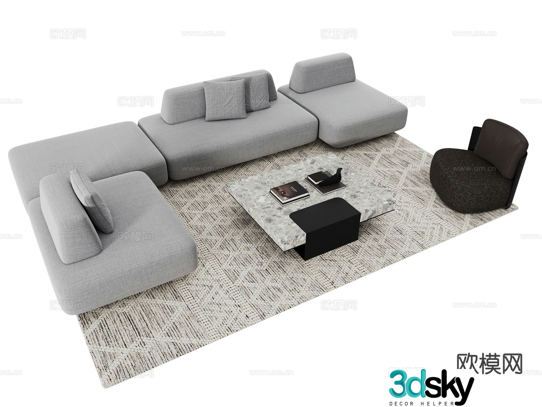 Modern sectional sofa 3d model