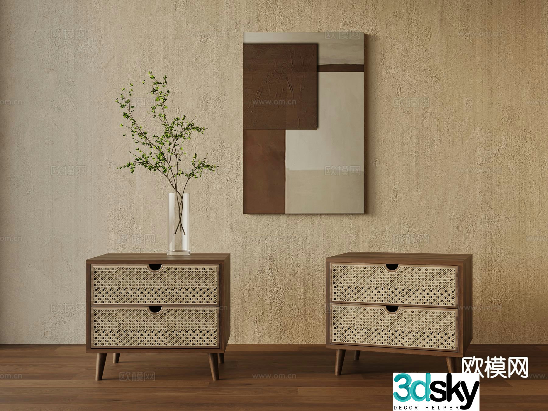 wabi-sabi bedside table 3d model