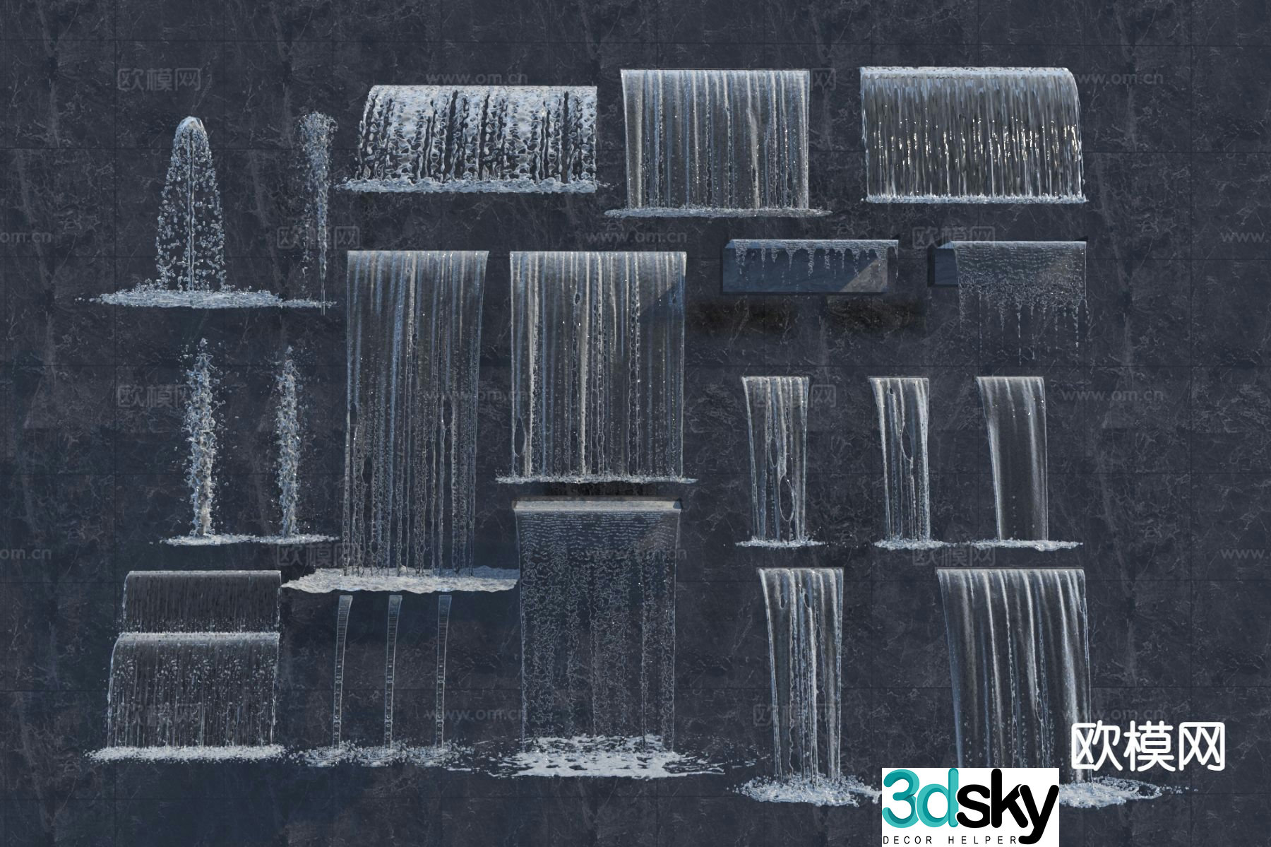 Modern water fountain water curtain 3d model