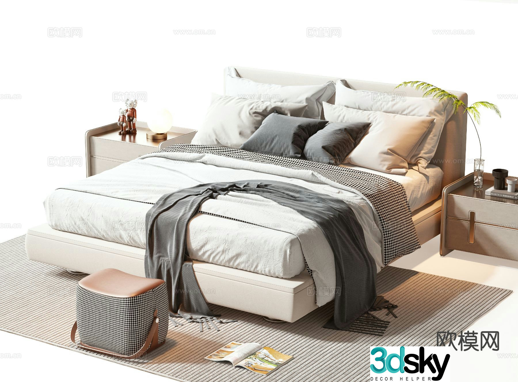 Modern double bed 3d model