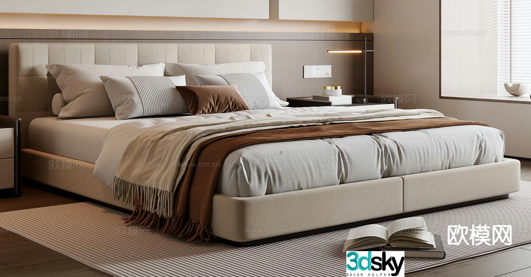 Modern double bed 3d model