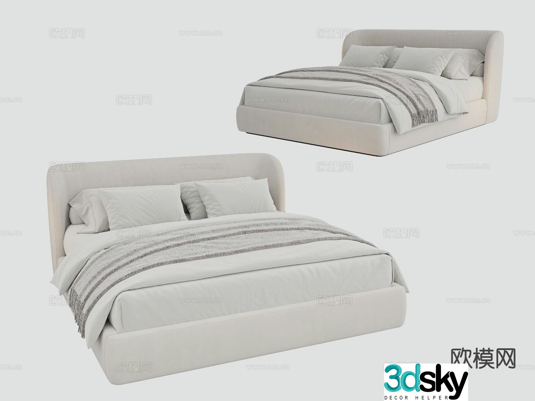 Modern double bed 3d model